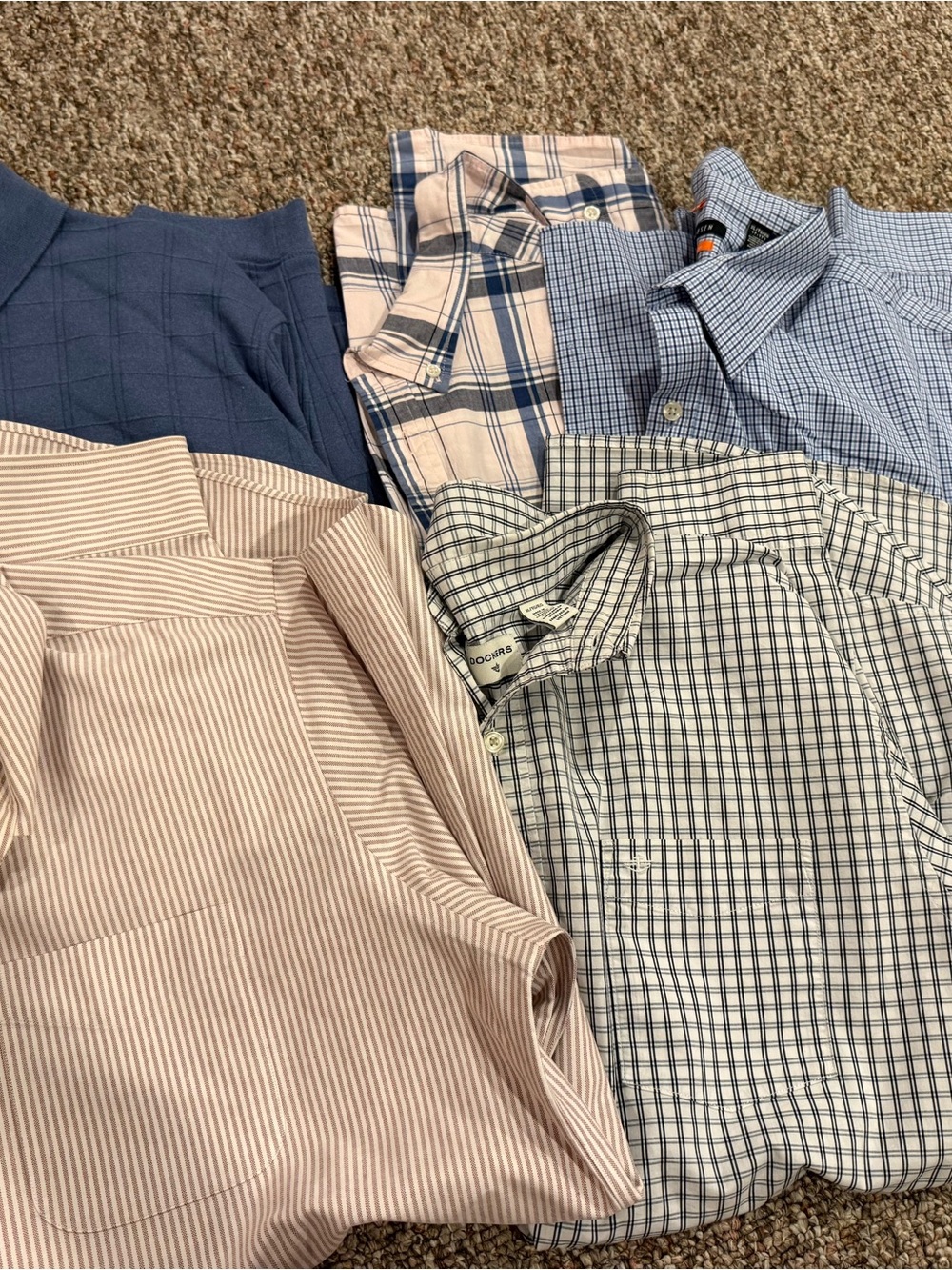 Men's Mixed Pattern Dress Shirts- Blue, Pink, White Plaids & Stripes
